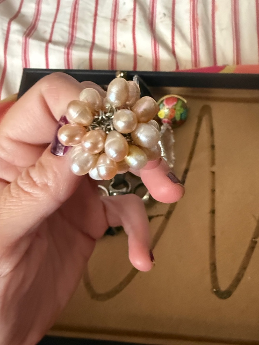 Pearl Cluster Statement Ring - Champagne Pearlescent